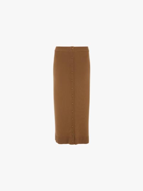 Victoria Beckham Button Midi Skirt In Camel