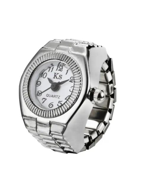 Jewelry - Y2K style Silver Tone Watch Ring Round Face