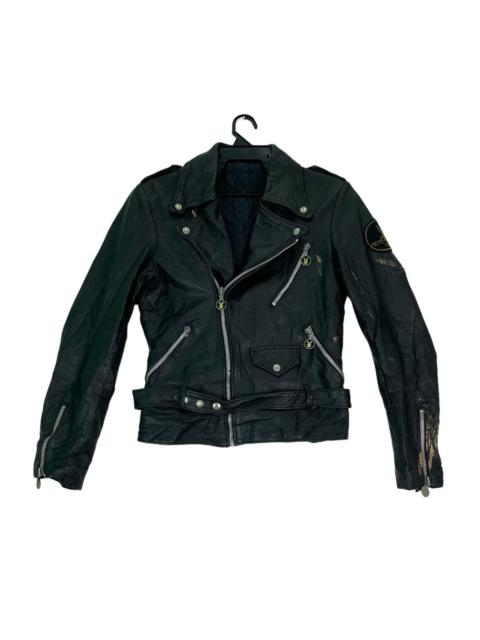 Other Designers Vintage - Rare 70s Moto Cuir double collar motorcycle biker jacket