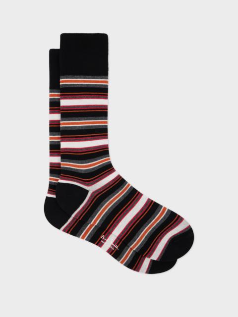 Paul Smith Black Mixed Striped Socks