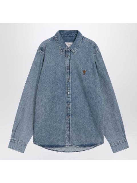 AMI Paris Ami Paris Ami De Coeur Used Blue Denim Shirt Men