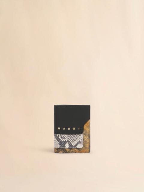 Marni BLACK, GRAY AND BROWN LEATHER BIFOLD WALLET