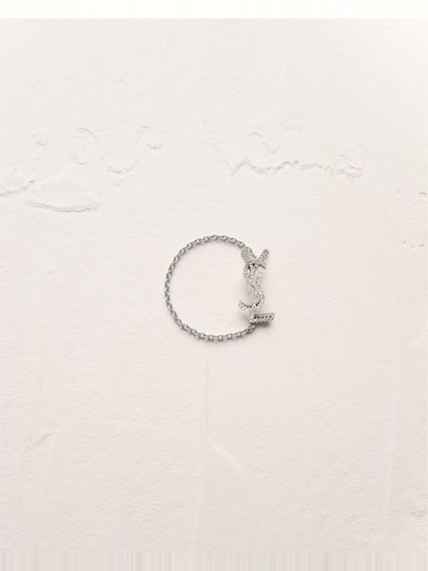 SAINT LAURENT CASSANDRE RING IN 18K GREY GOLD AND DIAMONDS