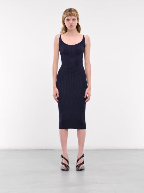 MUGLER Contoured Rib-Knit Midi Dress
