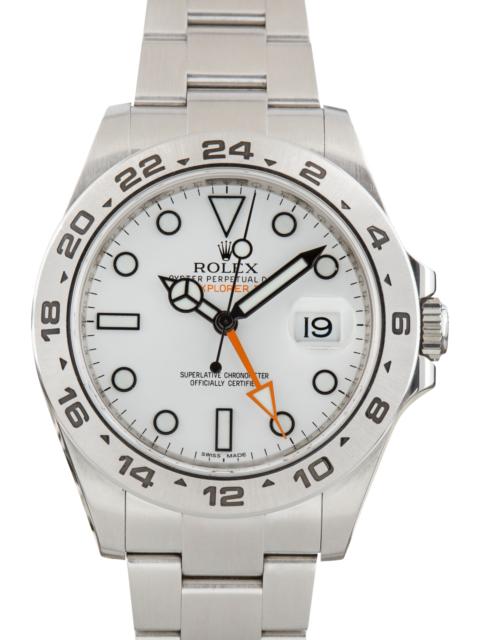 ROLEX Used Stainless Steel Rolex Explorer II Ref 216570 White Chromalight Dial