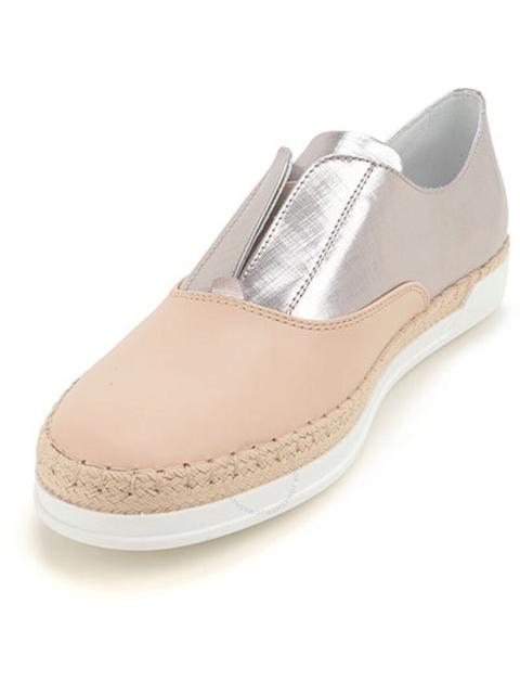 Tods Ladies Slip on Sneakers with Mettalic Effect in Light/Metal Gold