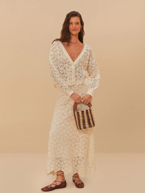 FARM RIO Off-White Flower Crochet Skirt