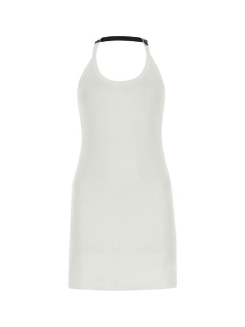 Courreges Woman White Stretch Cotton Fitted Mini Dress