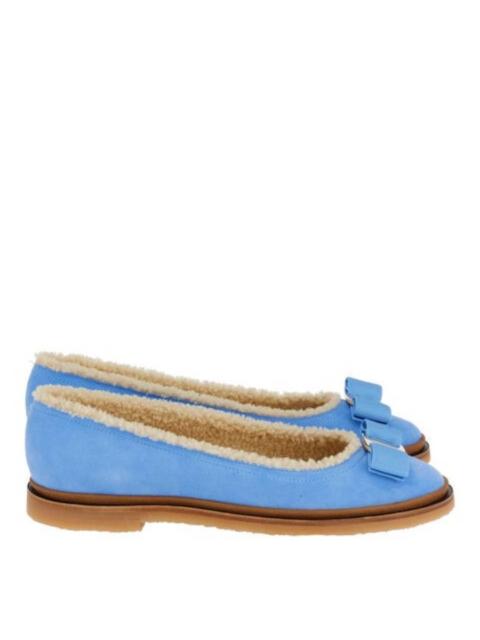 FERRAGAMO Ferragamo Varina Shearling-Lined Suede Ballet Flats, Size 7 C