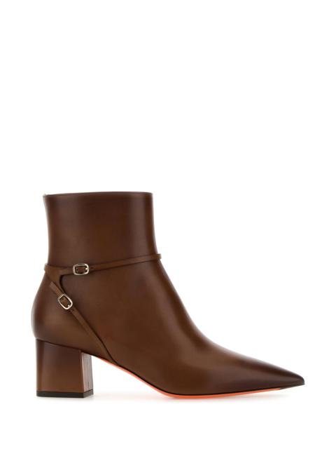 Santoni Brown leather Blondie ankle boots