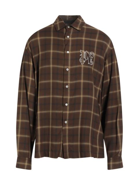 Palm Angels Brown Men's Checked Shirt