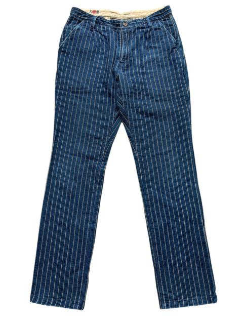 Archival Clothing - Vintage KRM Kyoto Japan Navy Blue Striped Pants 32x32