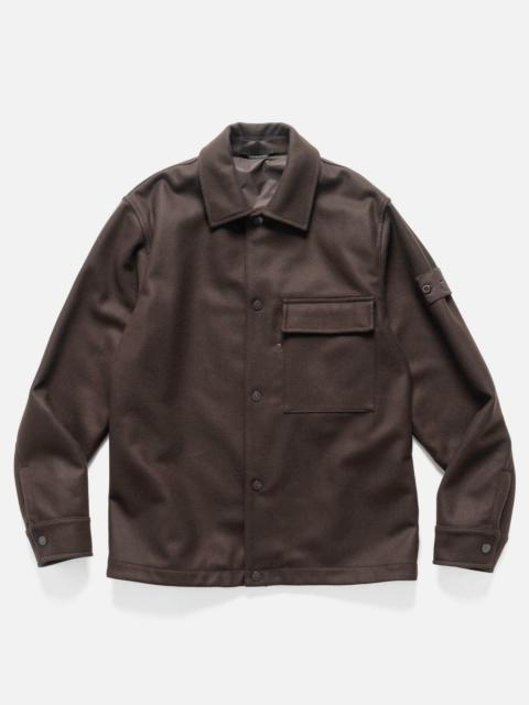 Stone Island Ghost Piece Wool Nylon Chest Pocket Overshirt Dark Brown