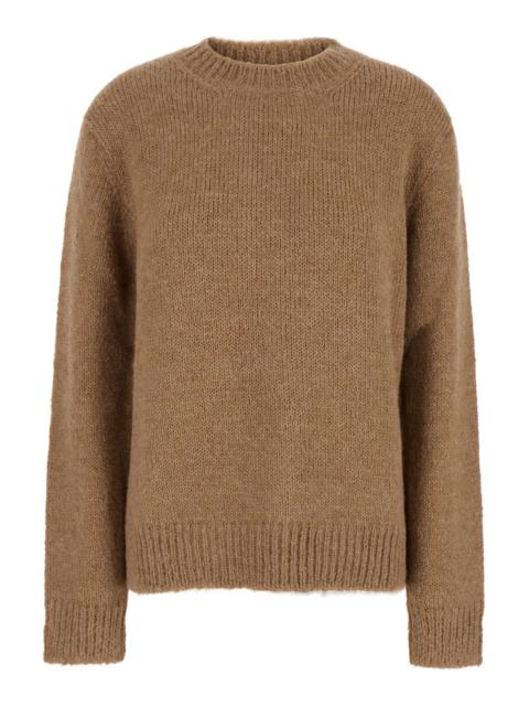 Jil Sander Women Oversized Beige Sweater With Ribbed Trim In Wool Woman