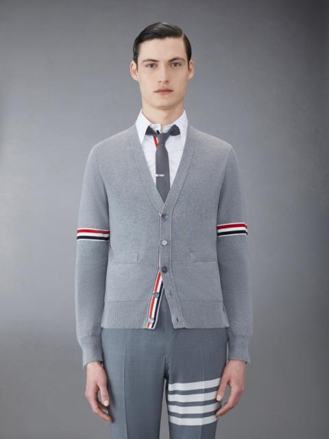 Thom Browne Light Grey Cotton Milano Stitch Stripe Armband V-neck Cardigan
