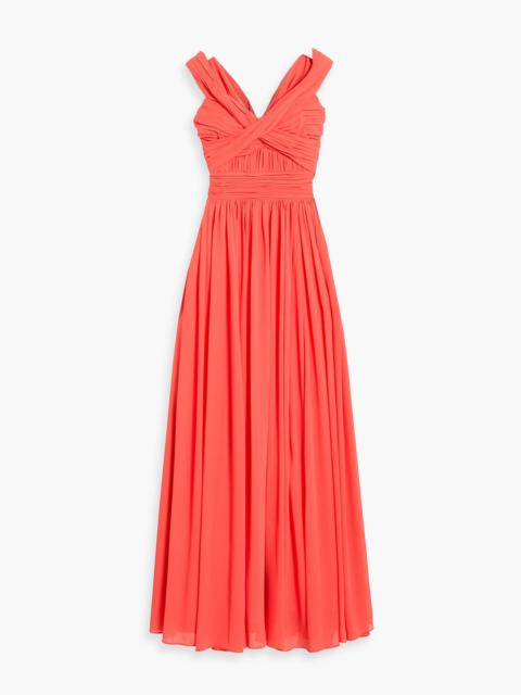 Other Designers Off-the-shoulder pintucked georgette gown