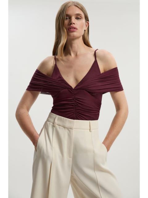 KAREN MILLEN Mesh Plunge Strappy Detail Bodysuit