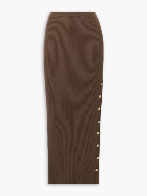 BLAZÉ MILANO Alegria ribbed silk and cotton-blend maxi skirt