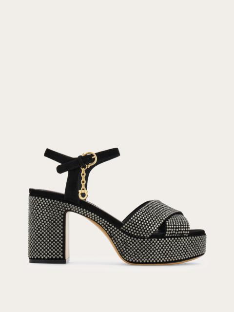 Crystal-embellished platform sandal