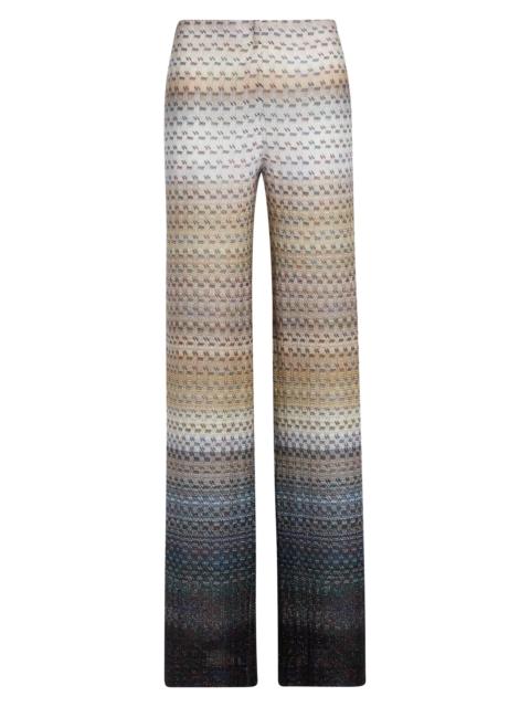 Missoni Missoni Wavy Stripe Raschel Knit Palazzo Pants in Blue And Brown Tones at Nordstrom