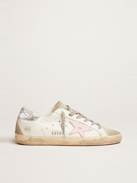 Golden Goose Women's leather Super-Star with pink star and silver heel tab