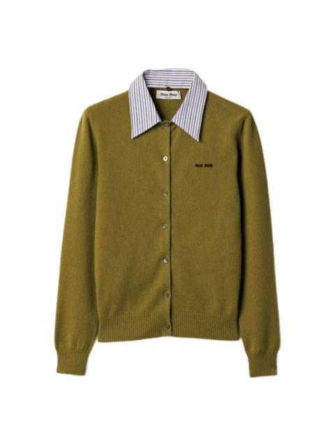 detachable-collar cashmere cardigan