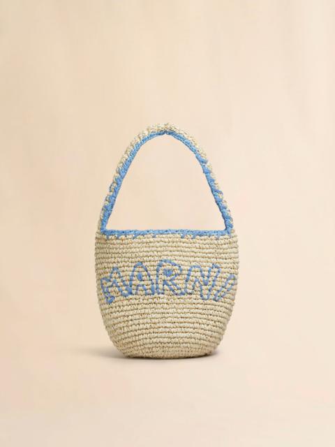 Marni NATURAL RAFFIA AND BLUE NASSA SMALL HOBO BAG