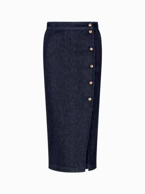 GIORGIO ARMANI DENIM COLLECTION MIDI SKIRT IN STRETCH DENIM