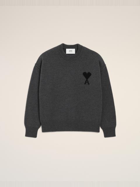 AMI Paris GREY WOOL AMI DE COEUR CREWNECK SWEATER