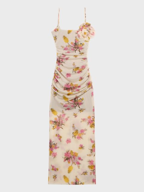 Blumarine LONG GEORGETTE DRESS WITH FLORAL PRINT
