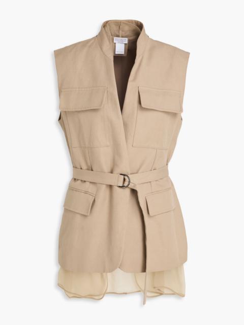 Brunello Cucinelli Belted cotton and linen-blend twill vest