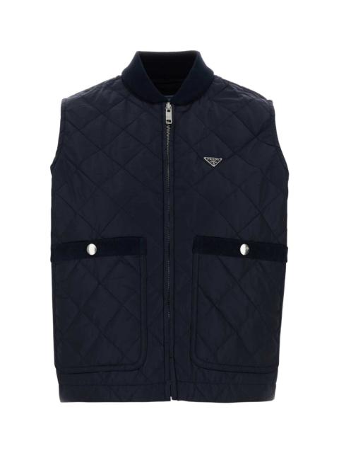 Prada Prada Women Navy Blue Re-Nylon Sleeveless Jacket