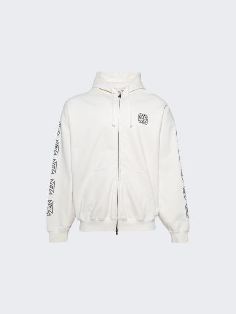 VETEMENTS Biker Cross Sleeves Zip-up Hoodie Vanilla