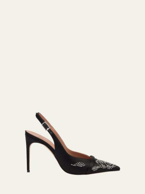 MALONE SOULIERS Jazz Embellished Satin Slingback Pumps