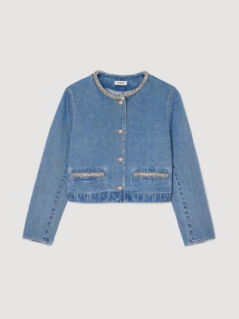 Sandro RHINESTONE DENIM JACKET