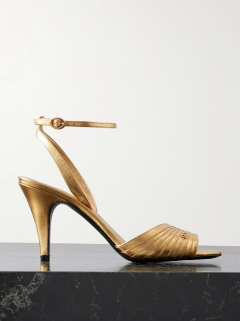 Valentino Ladycrush 85 embellished metallic leather sandals Gold