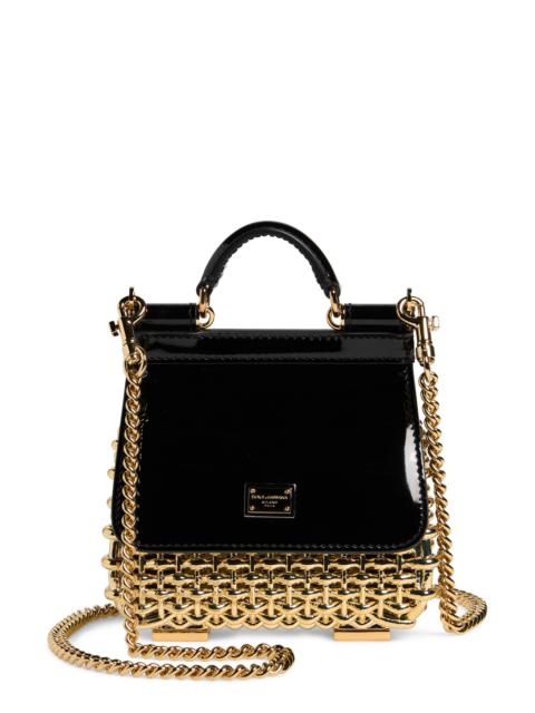 Dolce & Gabbana Dolce&Gabbana Mini Sicily Box Cage Shoulder Bag in 87530 Gold/Black at Nordstrom