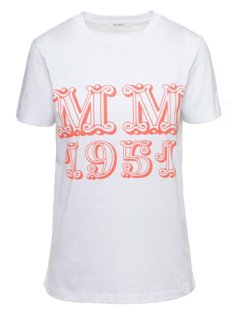 Max Mara Max Mara Women White T-Shirt With Logo Print On The Chest In Cotton Woman