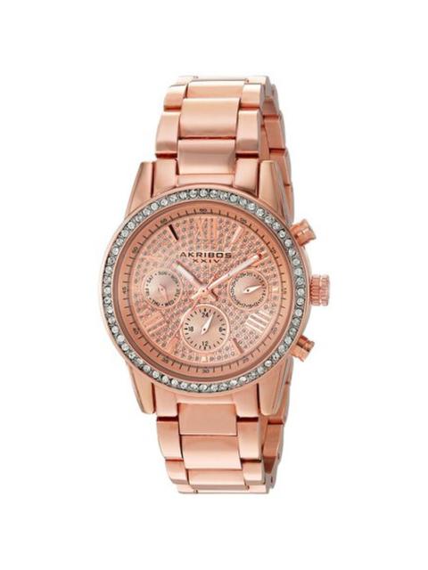 Other Designers Akribos XXIV Lumin Rose Gold Crystal Pave Dial Ladies Watch AK926RG