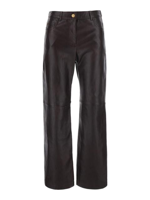 'S Max Mara S Max Mara Women 'S Maxmara Women 'Pesca' Brown Pants With Five-Pocket Design In Leather For Women