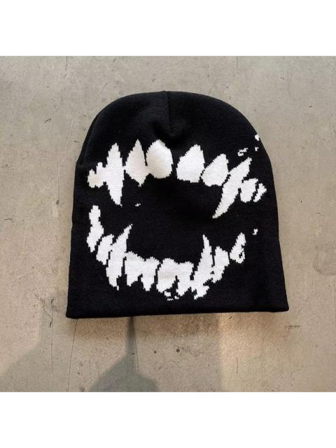 Other Designers Y2K Kpop Goth Teeth Beanies Winter Warm Hat Cute Embroidery Black Cap Adult