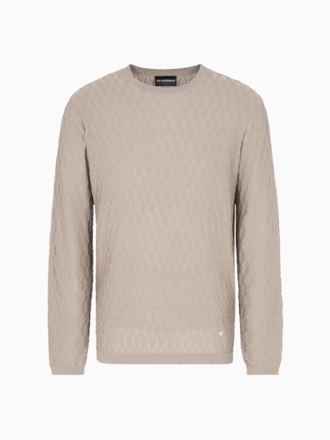 EMPORIO ARMANI VIRGIN WOOL JUMPER WITH EMBOSSED JACQUARD PATTERN