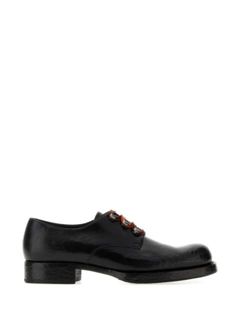 Prada Prada Men Black Leather Lace-Up Shoes