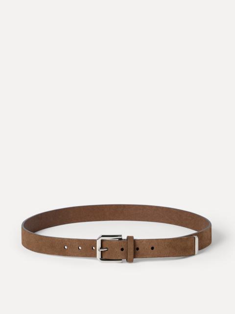 Brunello Cucinelli Reversed leather belt with square buckle and tip