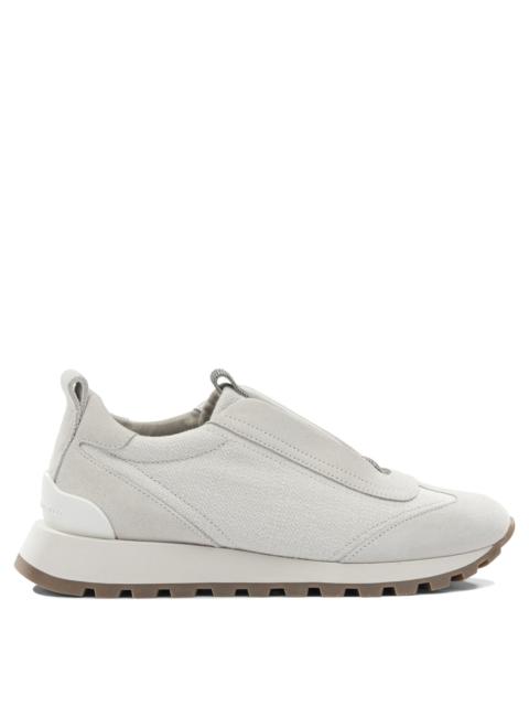 Brunello Cucinelli Brunello Cucinelli Women Canvas And Suede Sneaker With Precious Detail