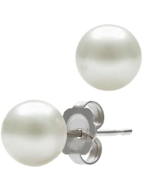 Other Designers Belacqua 7-8mm White Freshwater Button Pearl Stud Earrings in 14KWhite Gold Jewelry for Women