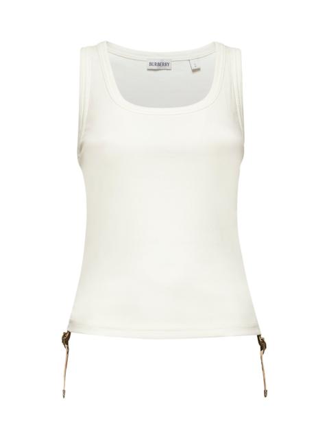 Burberry Women White Ribbed Jersey Tank Top