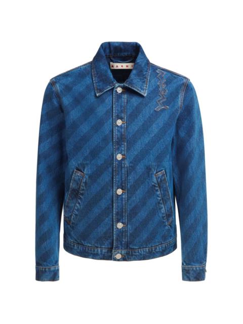 diagonal-stripes denim jacket