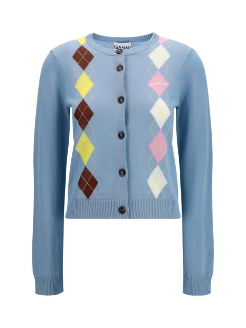 GANNI Ganni Diamond-pattern Cardigan Soft Chambray