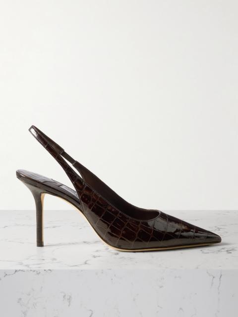 JIMMY CHOO Love 85 Croc-effect Leather Slingback Pumps